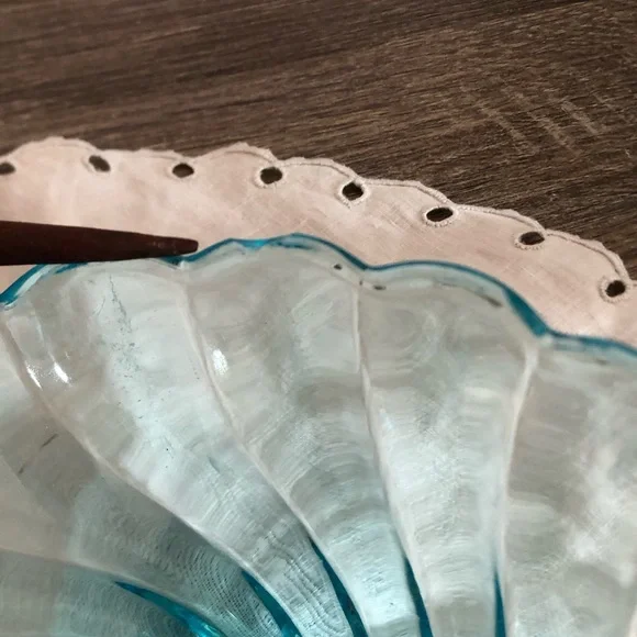 Vtg Hazel Atlas Colonial Swirl Capri Blue Serving Set - Picture 14 of 15